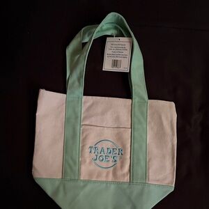 Trader Joe's Mint and Cream Tote Bag